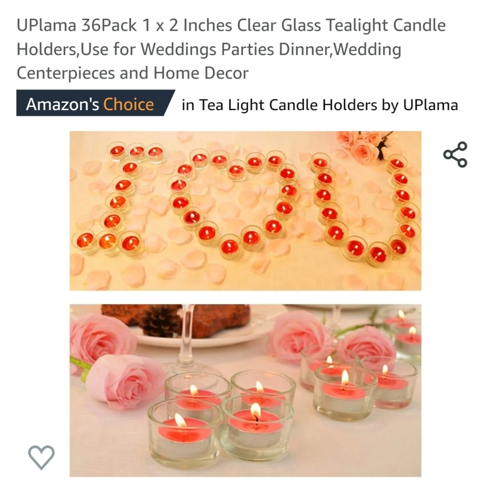 36inch 1×2 inches clear tealight candle holders for wedding parties dinn…